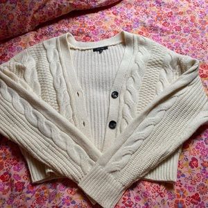 White Cable Knit Cardigan